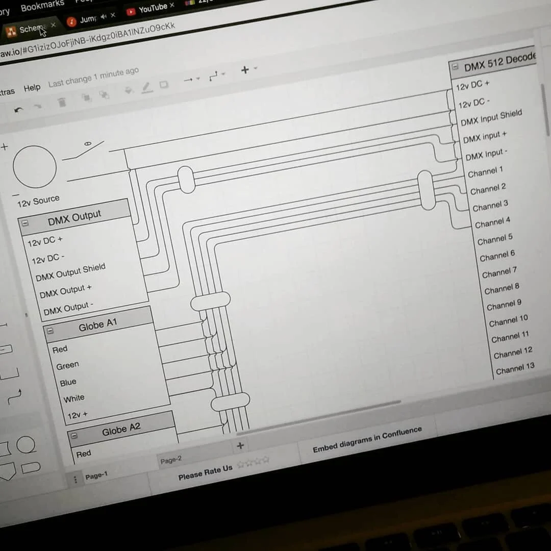 Late night LED schematics #lightingdesign #theatre #productioncrew #productionlife #led #ledtape #dmx #dmx512 #stagelighting #wiring #wiringschematic #wiringdiagram