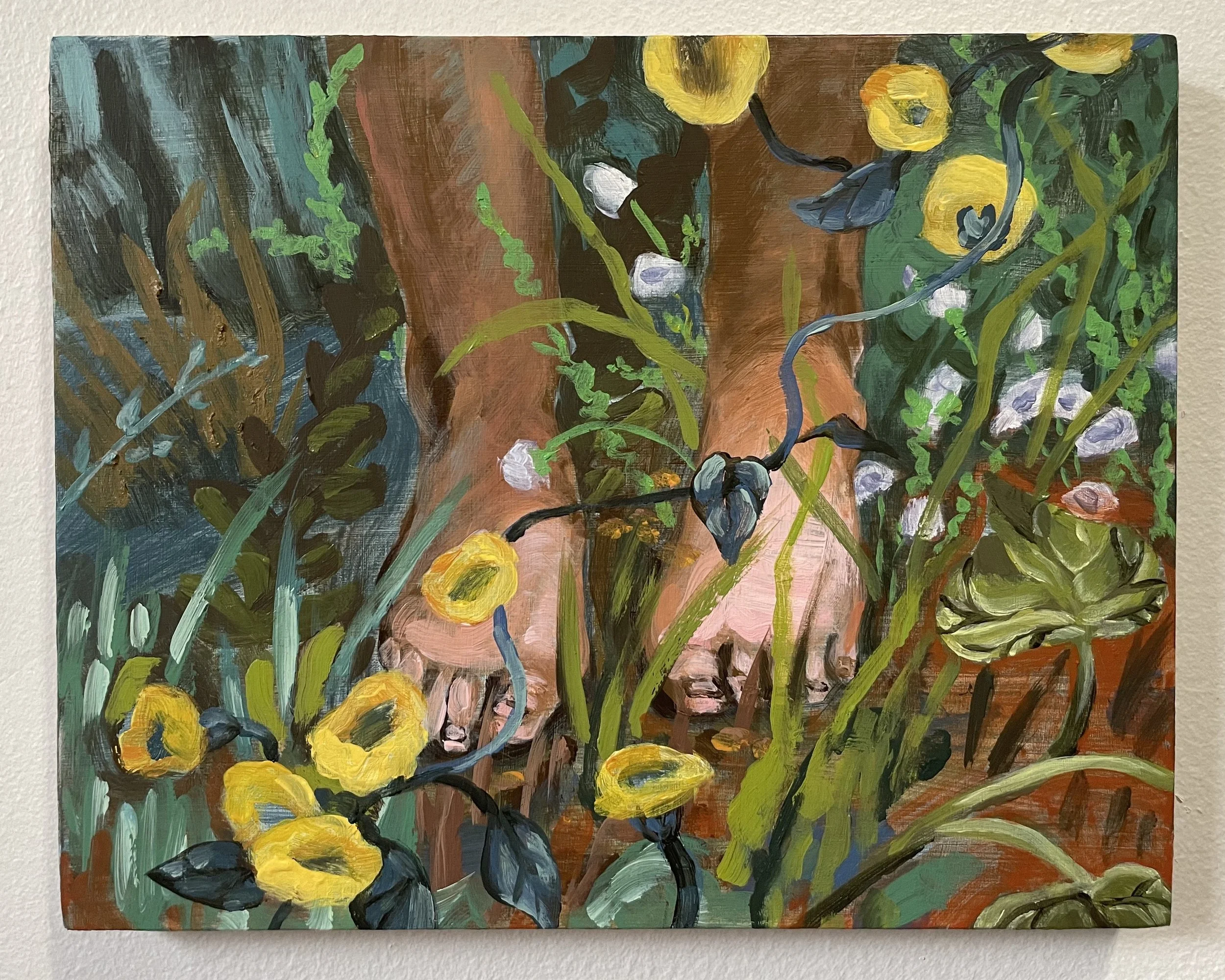  “Flowerfall 2”, 8”h x 10”w, Acrylic on panel, 2021 