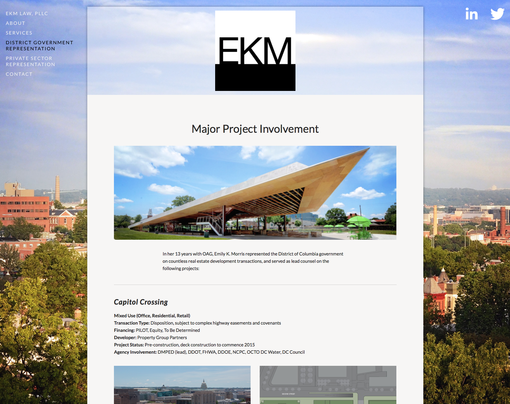 Website design: EKM Law. Design for boutique law practice focused on public-private real estate development.
