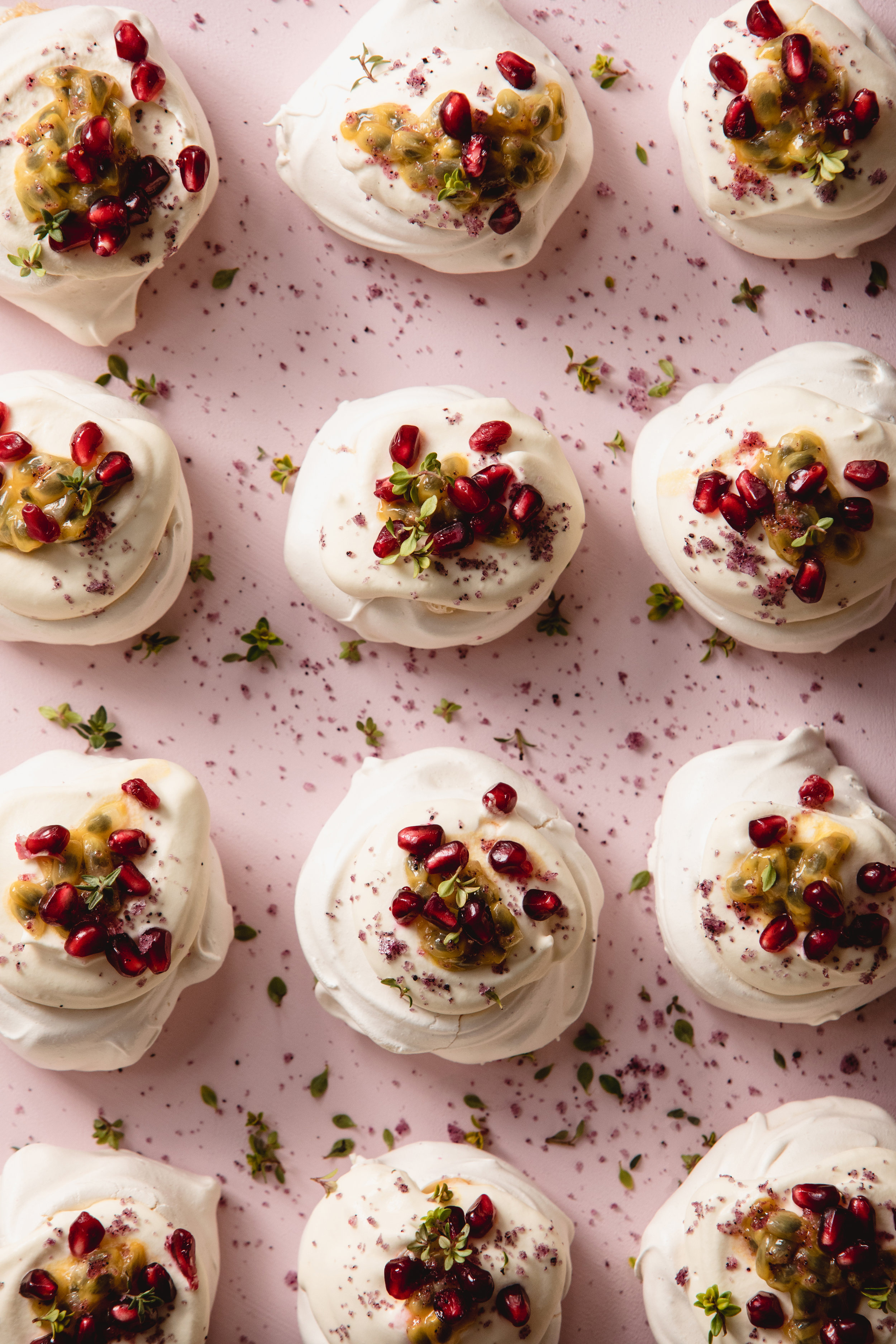 Meringues with Seasonal Fruit & Pepper Berry