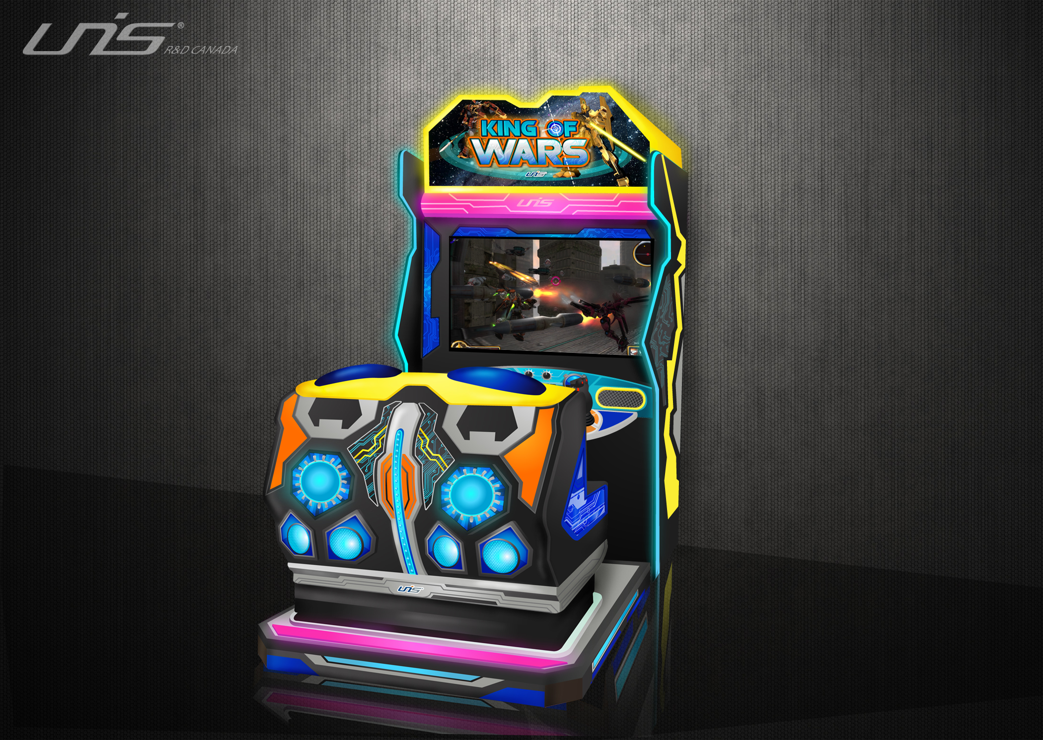 King of War Arcade game Design. Created cabinet design, decals and all logos.