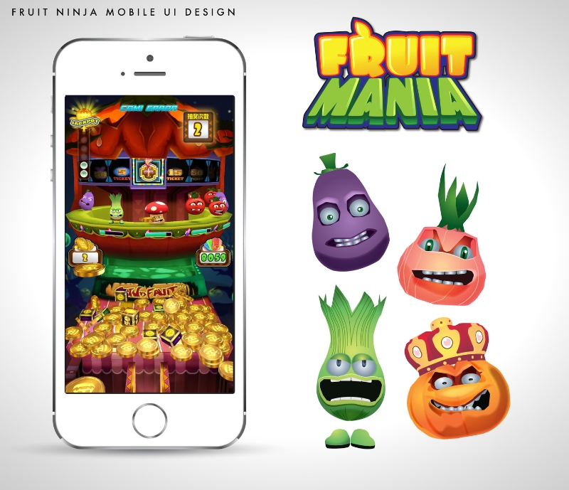 Design for the mobile version of Fruit Mania. The goal was to redesign an arcade version to fit in a much smaller screen space while still functioning just a well.