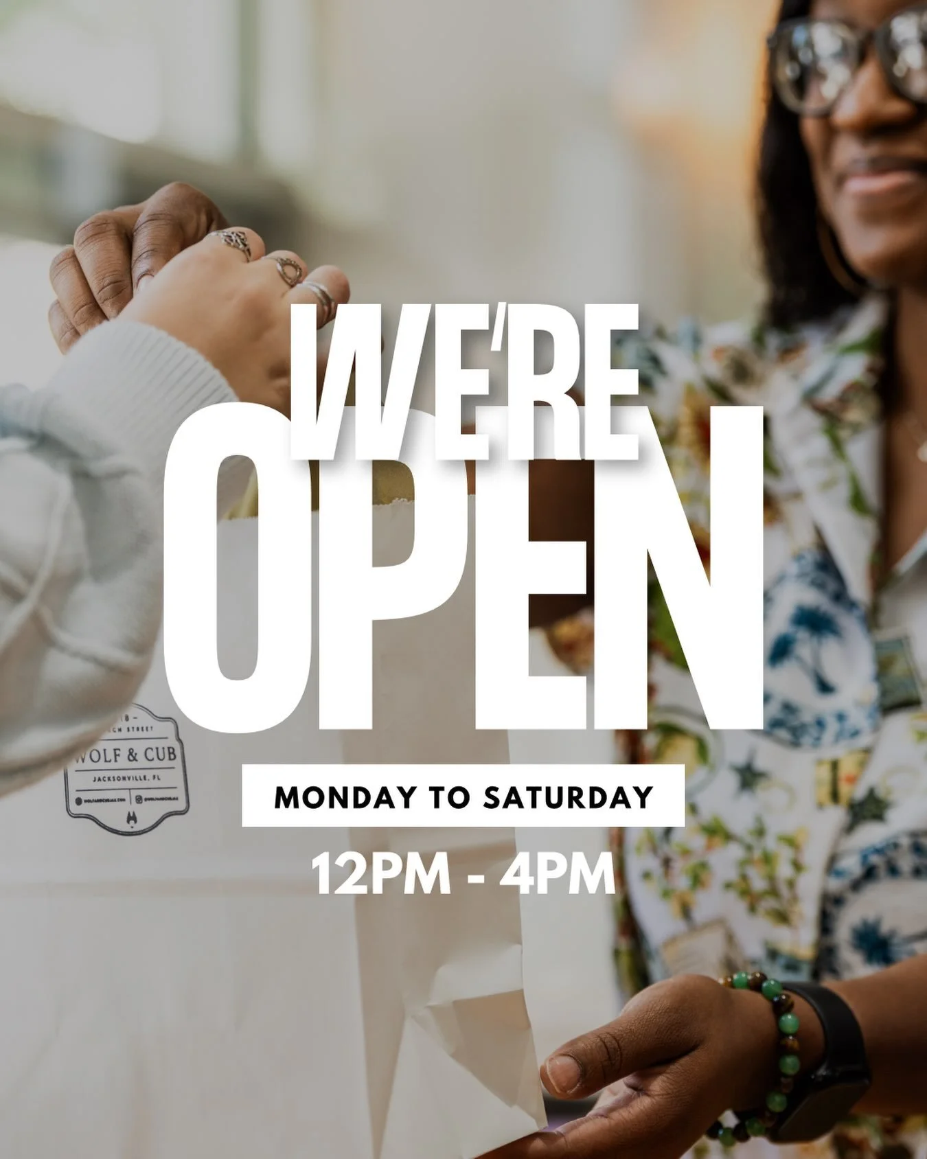We will be adjusting our hours as things start to pick up around @pearlsquarejax but for now, we&rsquo;re open Monday through Saturday from 12-4p.

Stop in and see us at 218 West Church Street! We can&rsquo;t wait to welcome you in. 🐺🖤🐻

📸: @coye