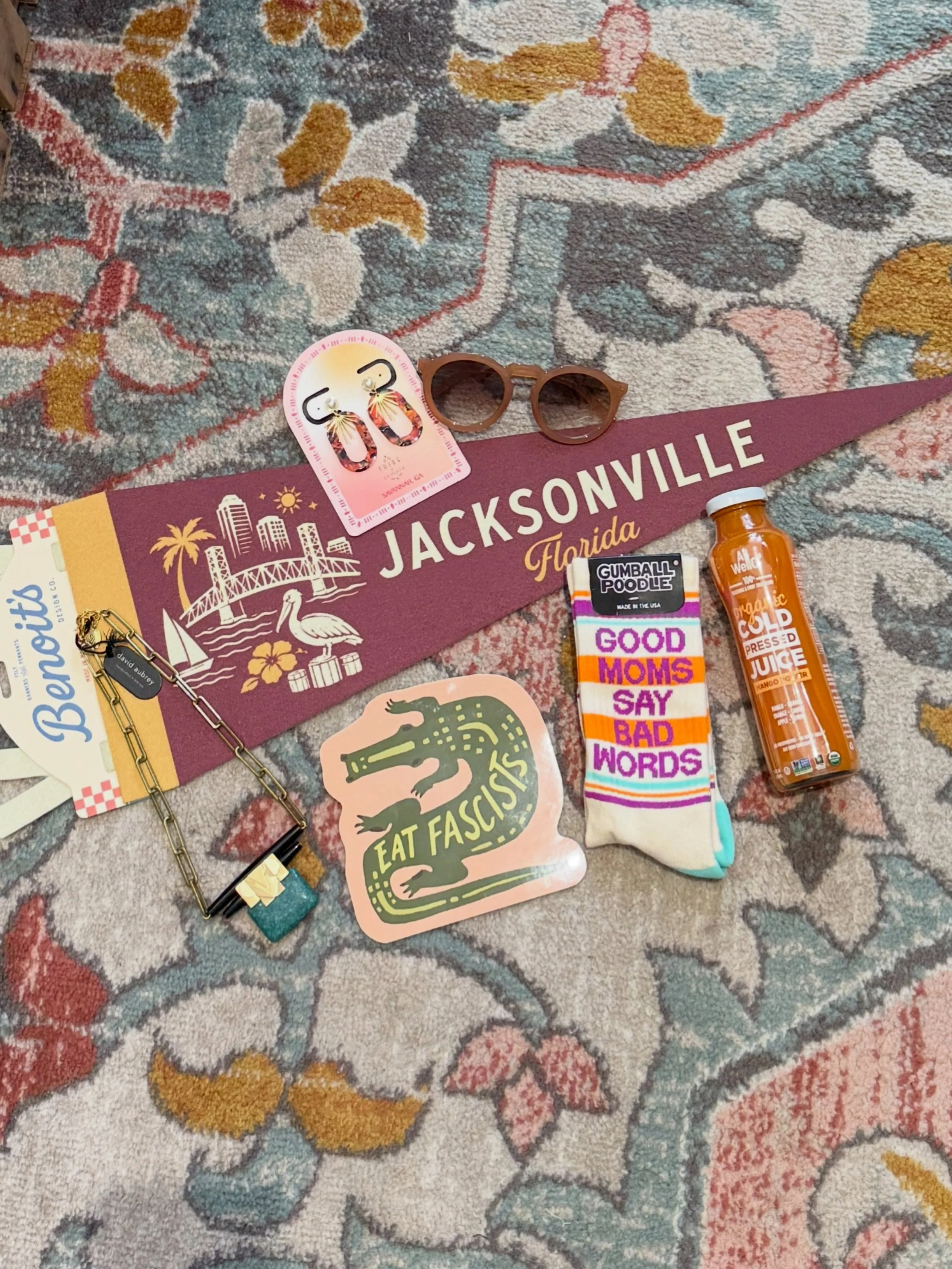 Here are @em_moody and @marquiette_dorrellfilms favorite pieces this week! Everything from handmade Jax pennants to gorgeous jewelry to sassy socks and hand poured soy candles we&rsquo;ve got so many pretty pretties in store and waiting for a special