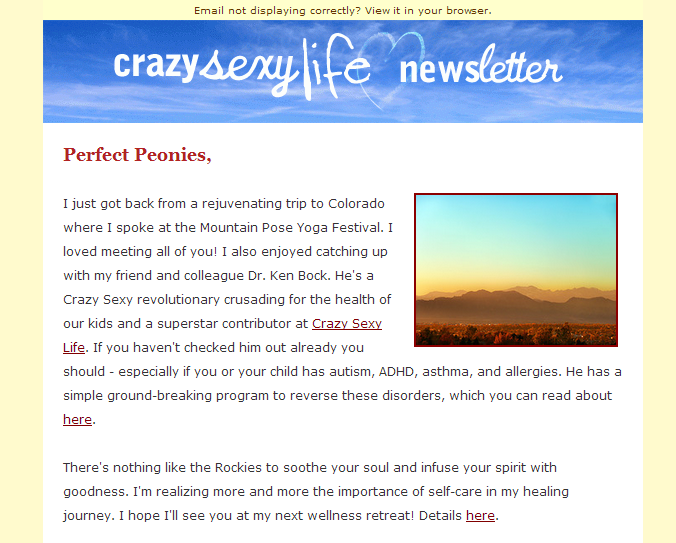Crazy Sexy Life newsletter (editing)
