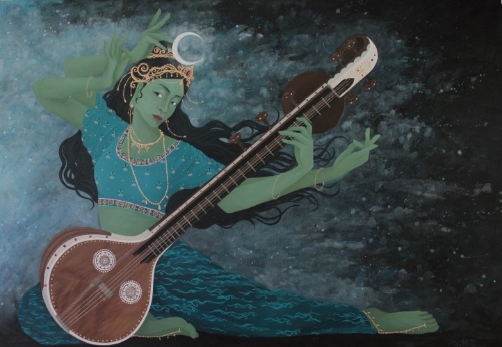 水の元 ひびき (2016) 116.7cm x 80.3cm (P50) Acrylic and Japanese mineral pigments on canvas