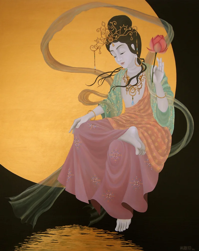 水面たゆたう月の夜 (2014) 80.3cm x 100cm (F40) Acrylic on canvas