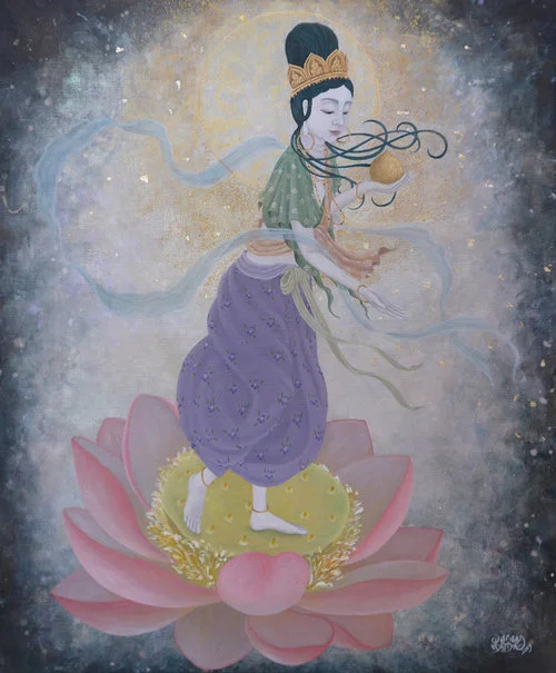 虚空蔵の智慧 (2019) 60.5cm x 50cm (F12) Acrylic and gold on canvas