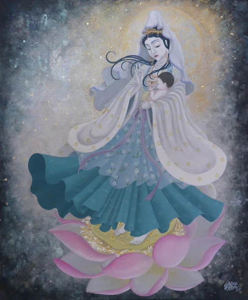 慈母観音の慈悲 (2019) 60.5cm x 50cm (F12) Acrylic and gold on canvas