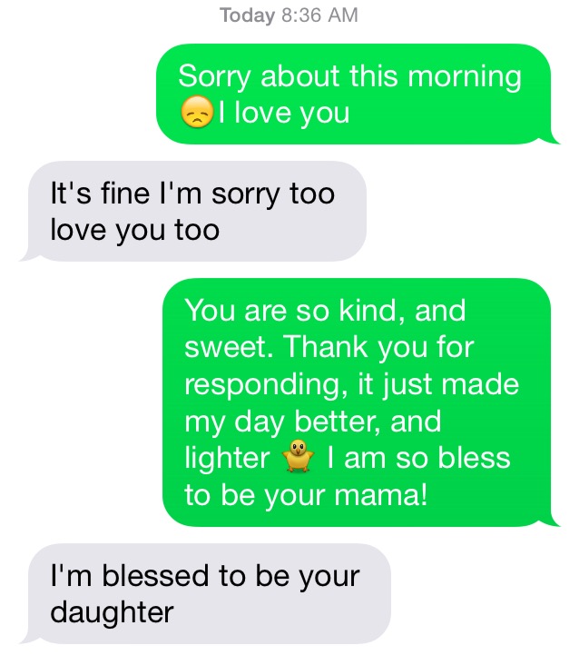 Mom and daughter conversation 
