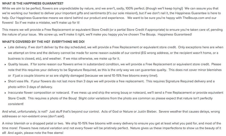 The Bouqs' Happiness Guarantee , bouqs.com