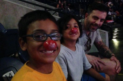 One of the cool things that we went home with, were cute little red clown noses. My boys were pretty excited about that, they were able to join in the silly antics that our clown friends were a part of!&nbsp;