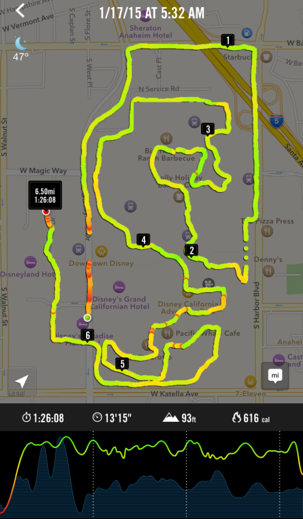 Here's my recent tracking for the  Star Wars 10K  at Disneyland Resort.