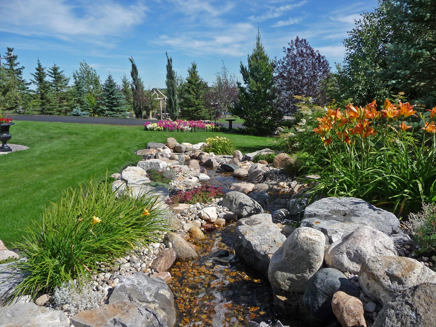 natural stream and landscaping garden