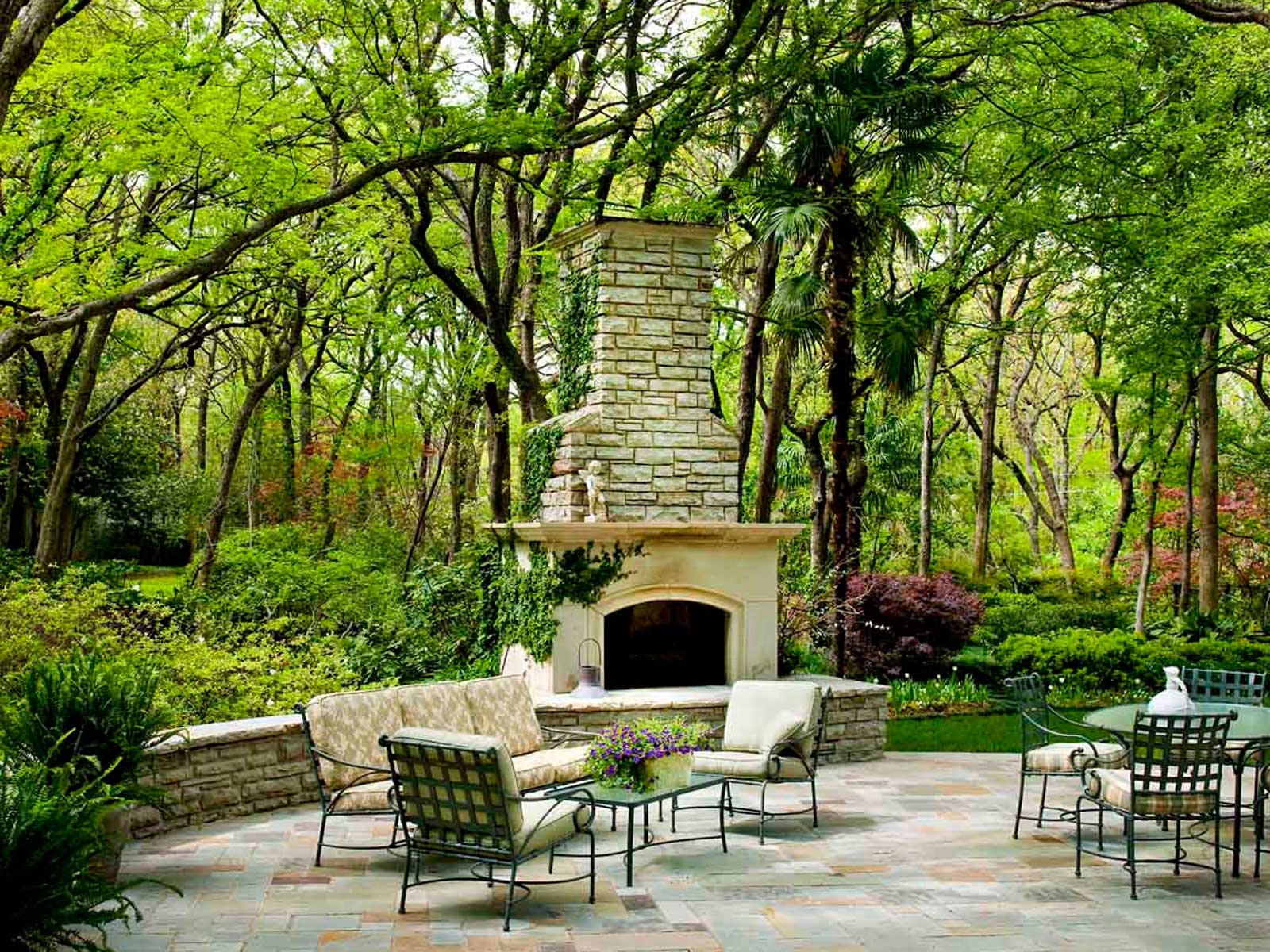 outdoor fireplace in natural setting