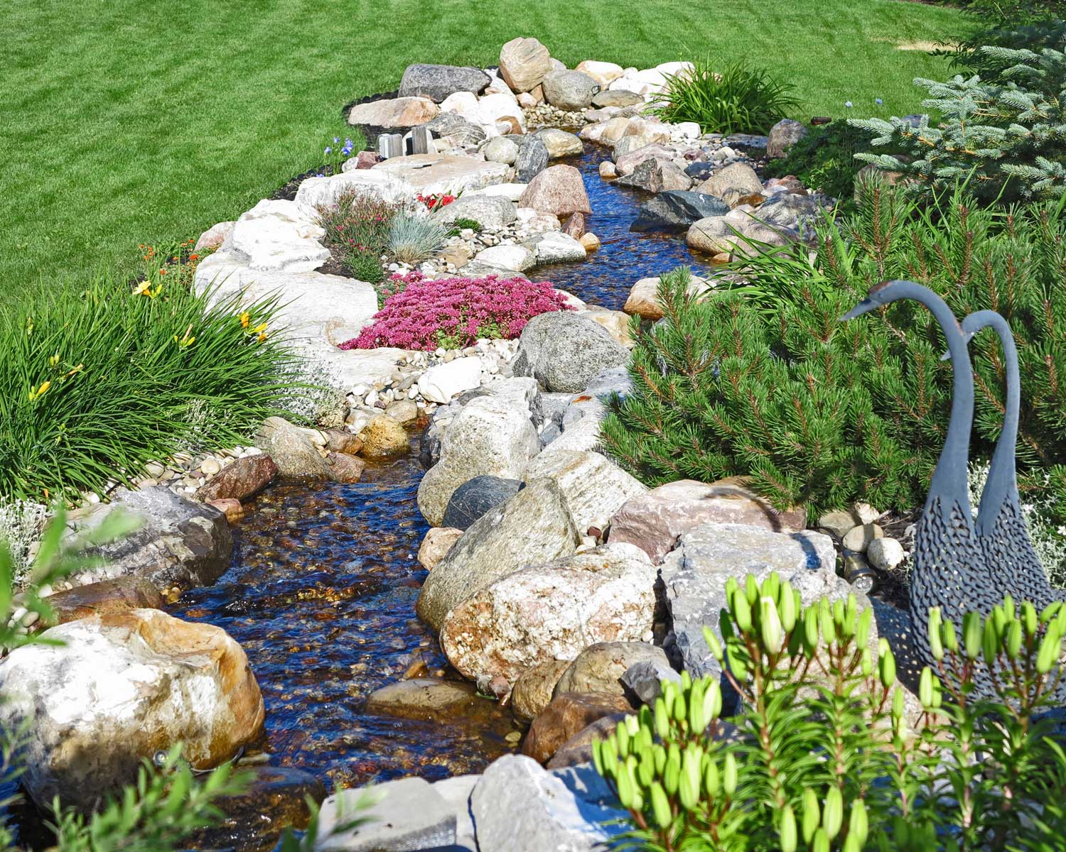 natural stream and boulder water feature