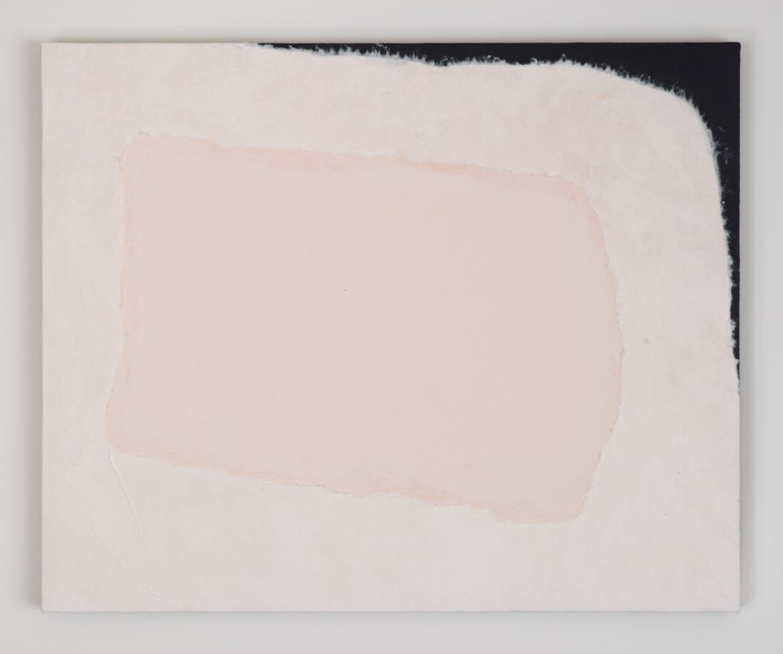 Painting number 8 2014 Gesso, acrylic paint, top coat, torn paper, linen, stretcher frame 69.7 x 56.7 x 2.2cm Private Collection, Sydney