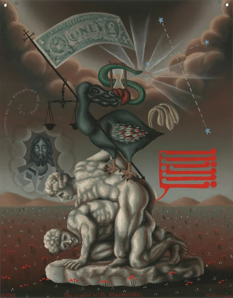 Matthew Couper The Trouble with Classists 2014 Oil on metal 36 x 27.5cm Enquire
