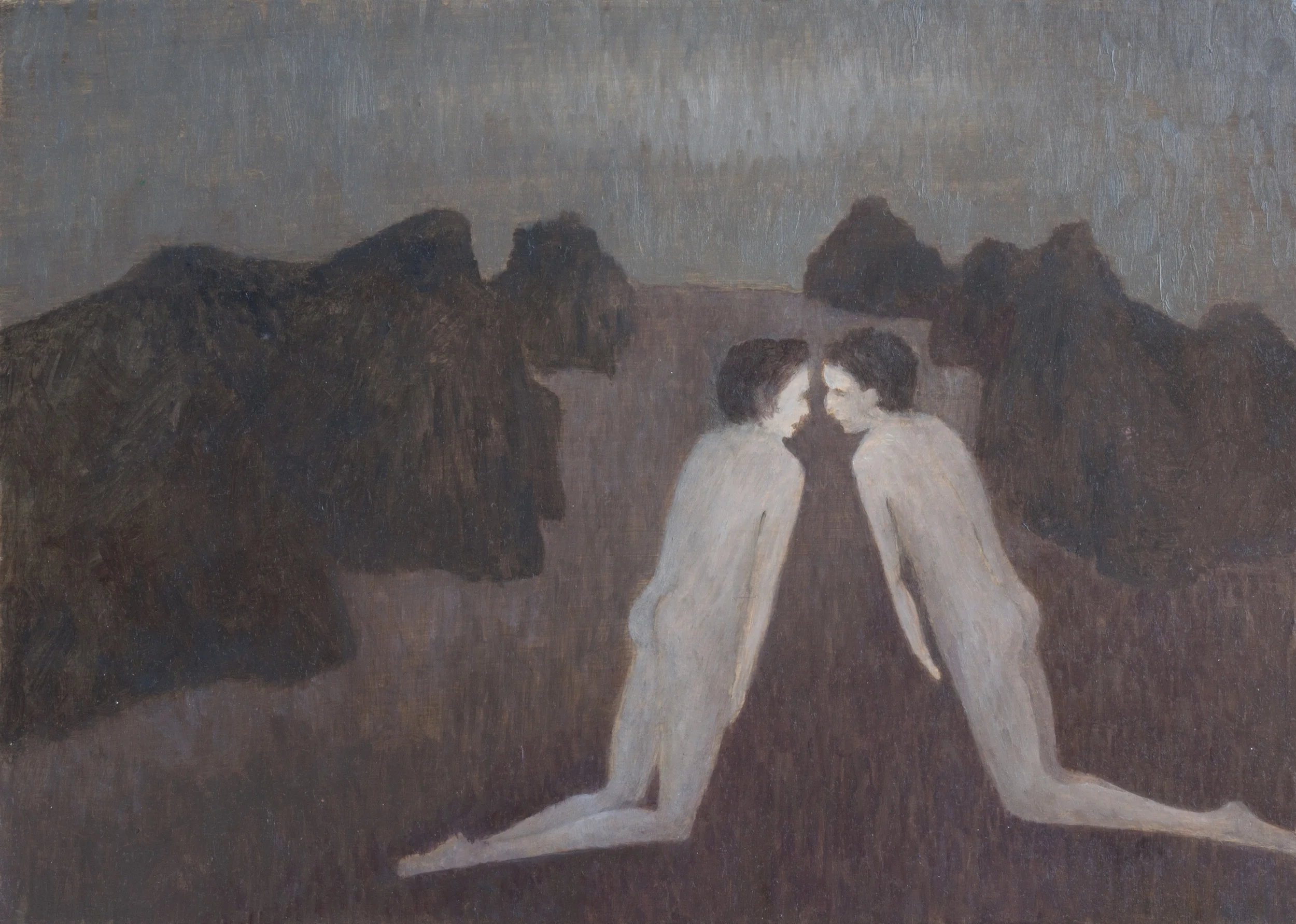 Valerie Bos Lean On Me I 2012 Oil on board 23 x 31cm framed Enquire