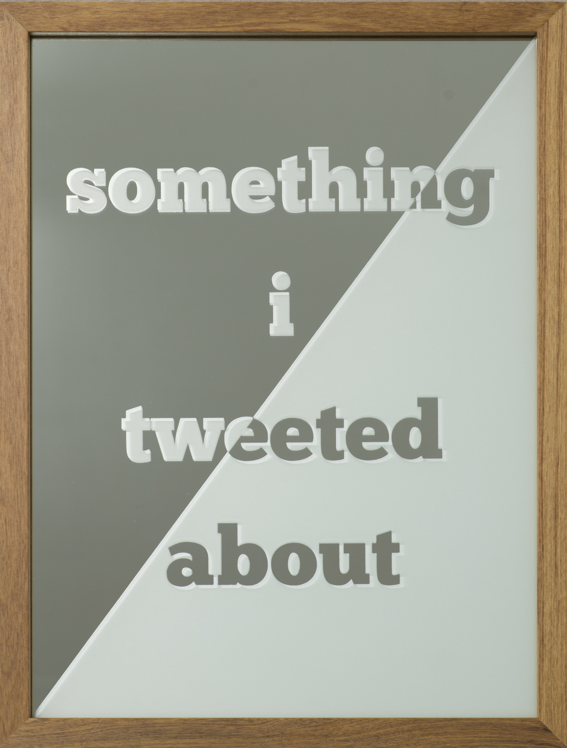 Something I Tweeted About 2014 Sandblasted glass mirror in rimu frame 40 x 30cm framed