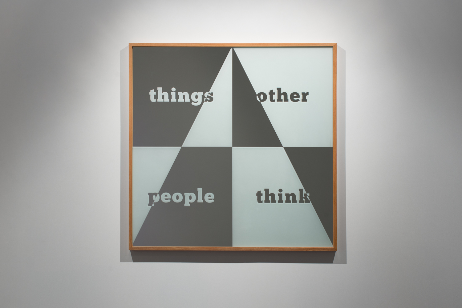Things Other People Think 2015 Sandblasted glass mirror in rimu frame 100 x 100cm 