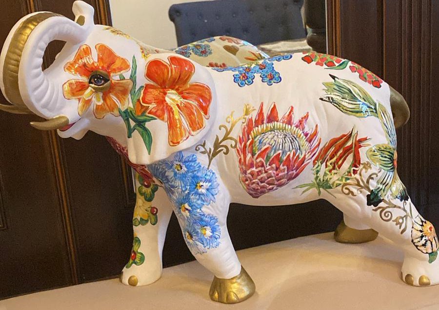 Elephant Scuplture -Porcelain painted with Enamel  Nafisa .jpeg