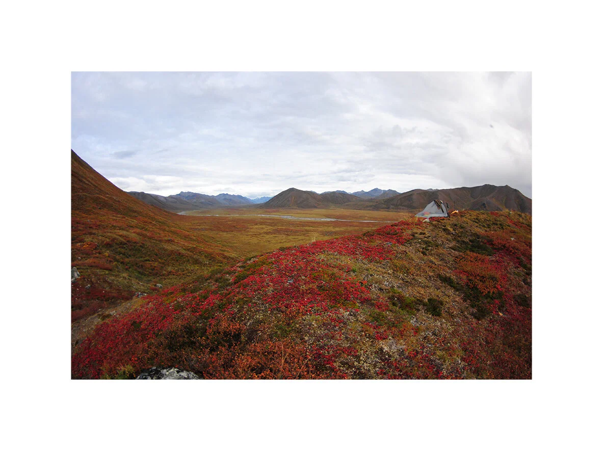 Campsite above expansive tundra. Arctic National Wildlife Refuge, Alaska 