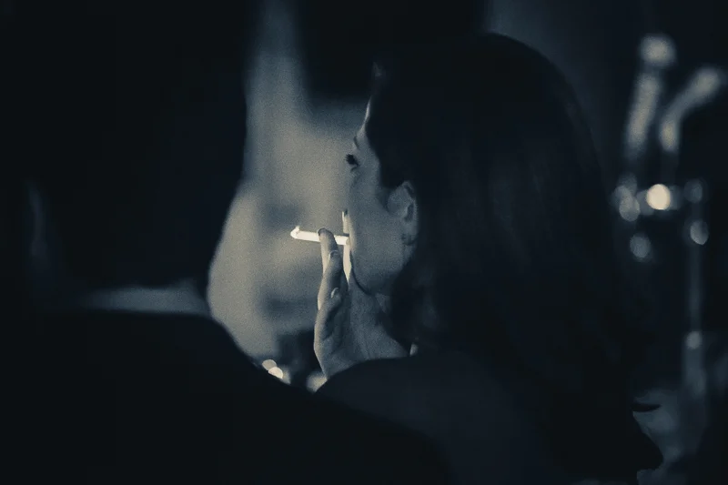 And what's a film premiere about a noir style film without a classic photo of a classy gal smoking a cigarette?
