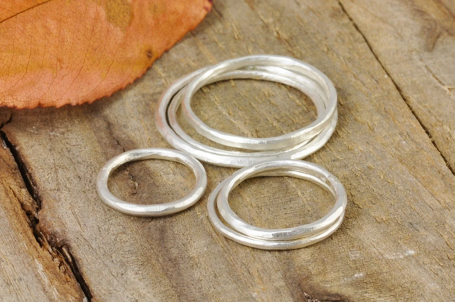 Hammered Stackable Sterling Silver Ring Band