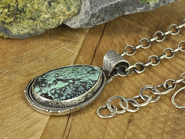 Tree Frog Variscite Sterling Silver Necklace