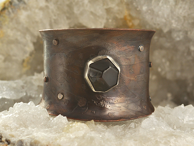 Garnet Gemstone Copper Cuff Bracelet