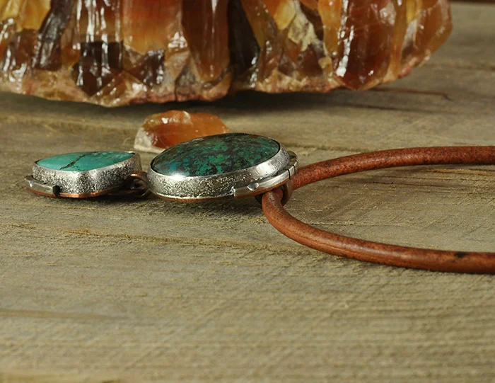 Shattuckite and Turquoise Copper & Sterling Silver Pendant