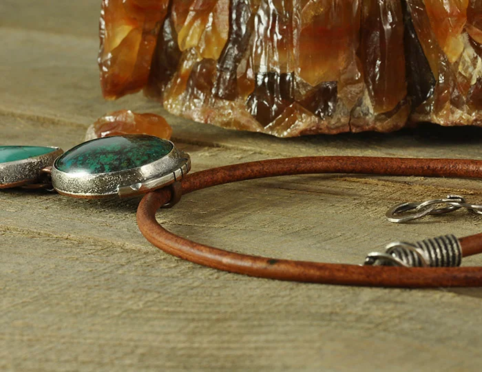 Shattuckite and Turquoise Copper & Sterling Silver Necklace