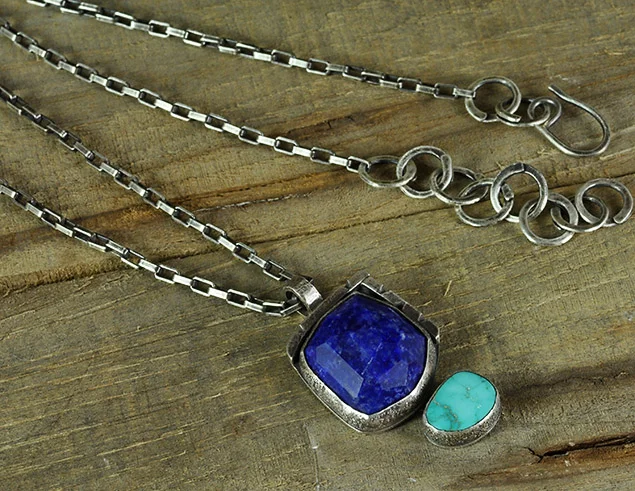 Lapis & Turquoise Sterling Silver Pendant
