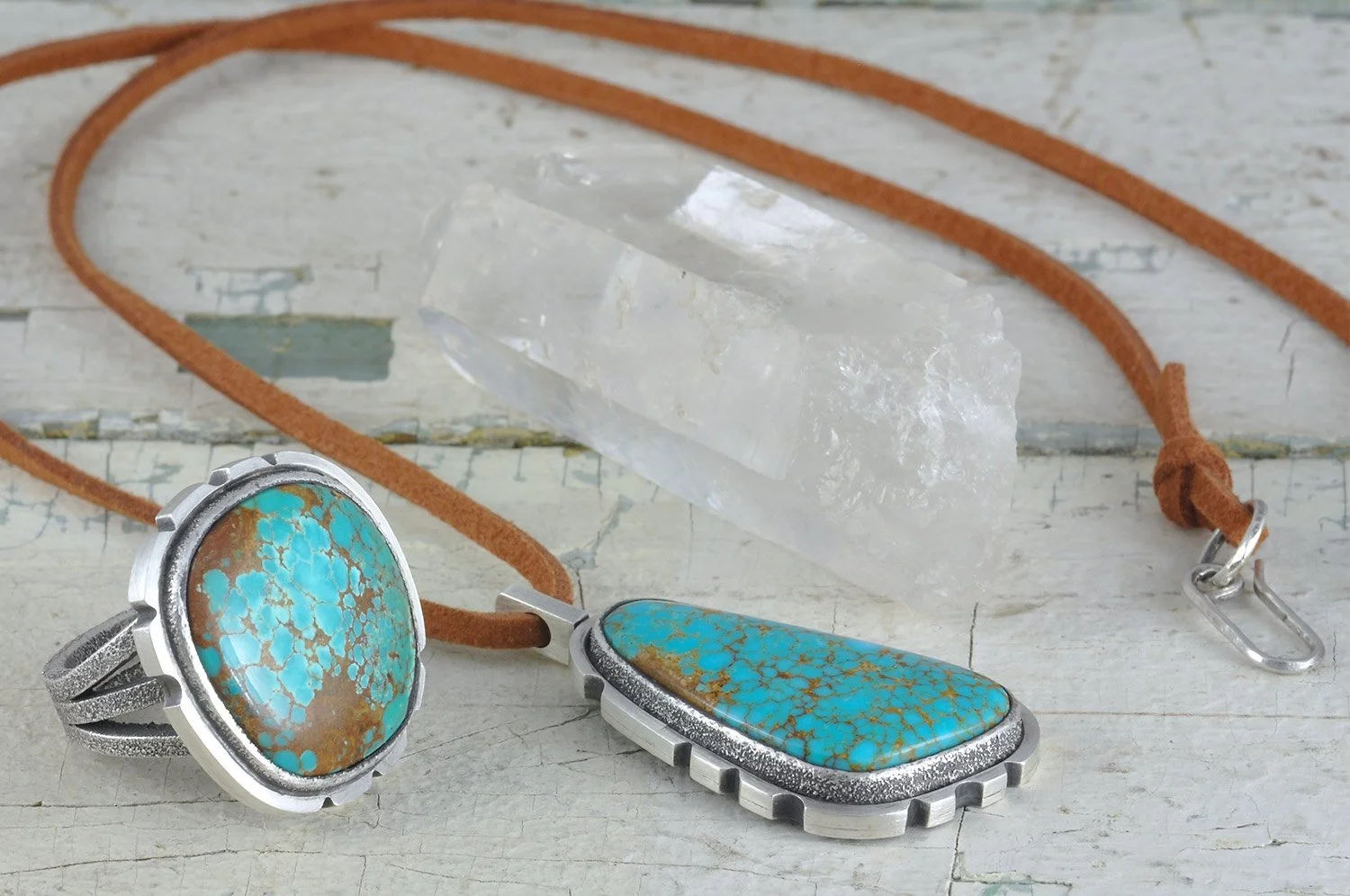 Number 8 Turquoise Sterling Silver Ring+ Pendant