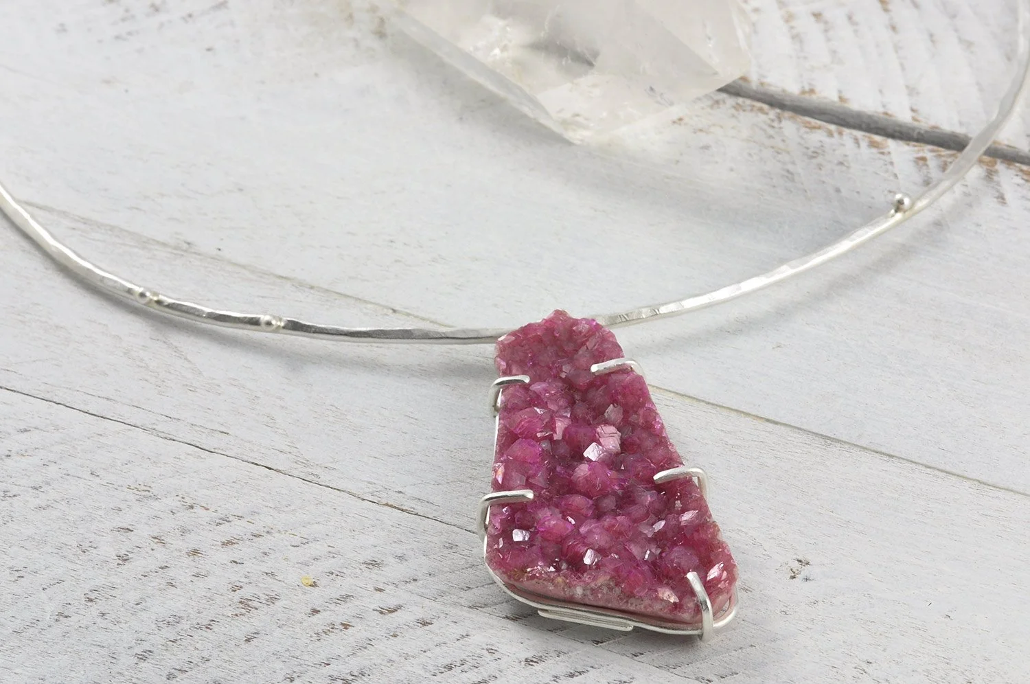 Cobalto Calcite Druzy Necklace