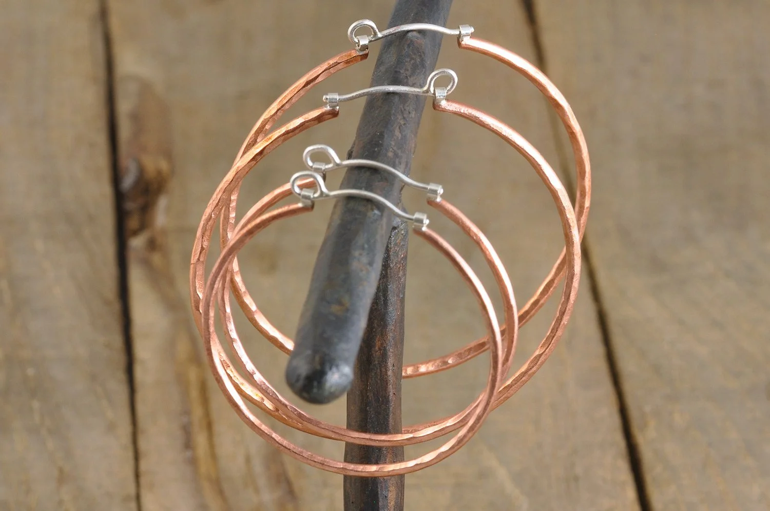 Copper Sterling Silver Hoop Earrings