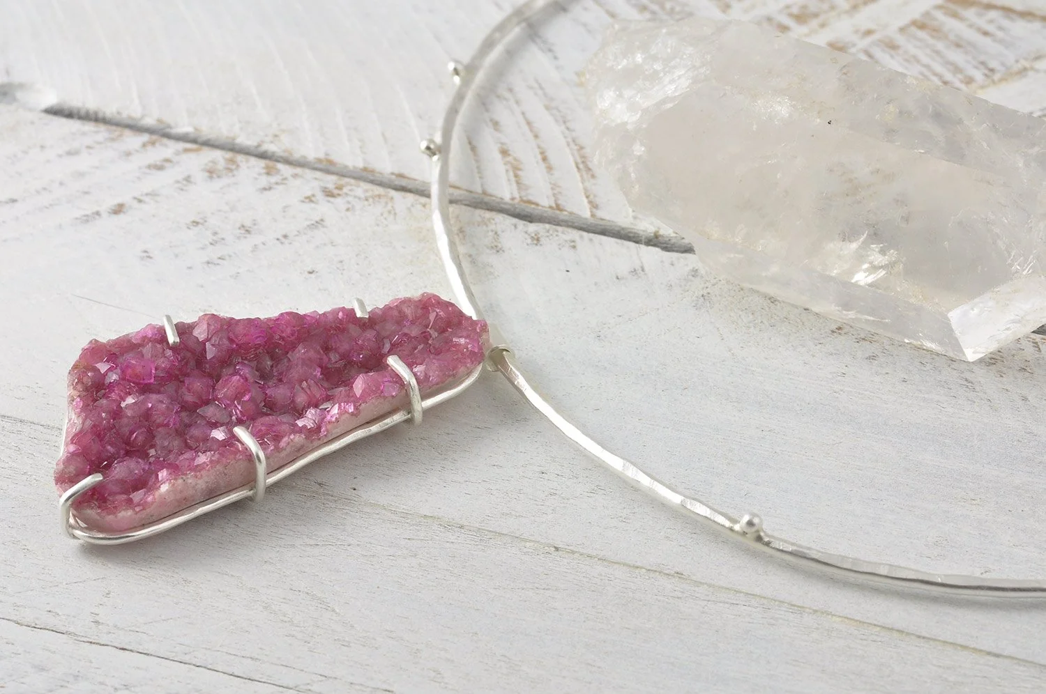 Cobalto Calcite Sterling Silver Necklace