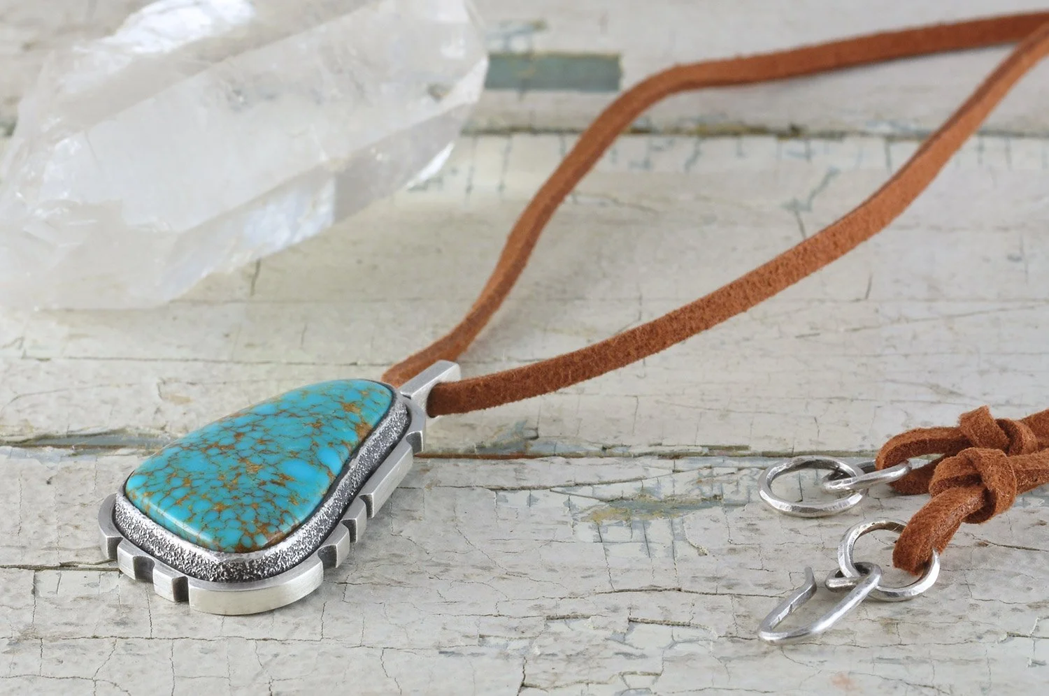 Number 8 Turquoise Sterling Silver Pendant