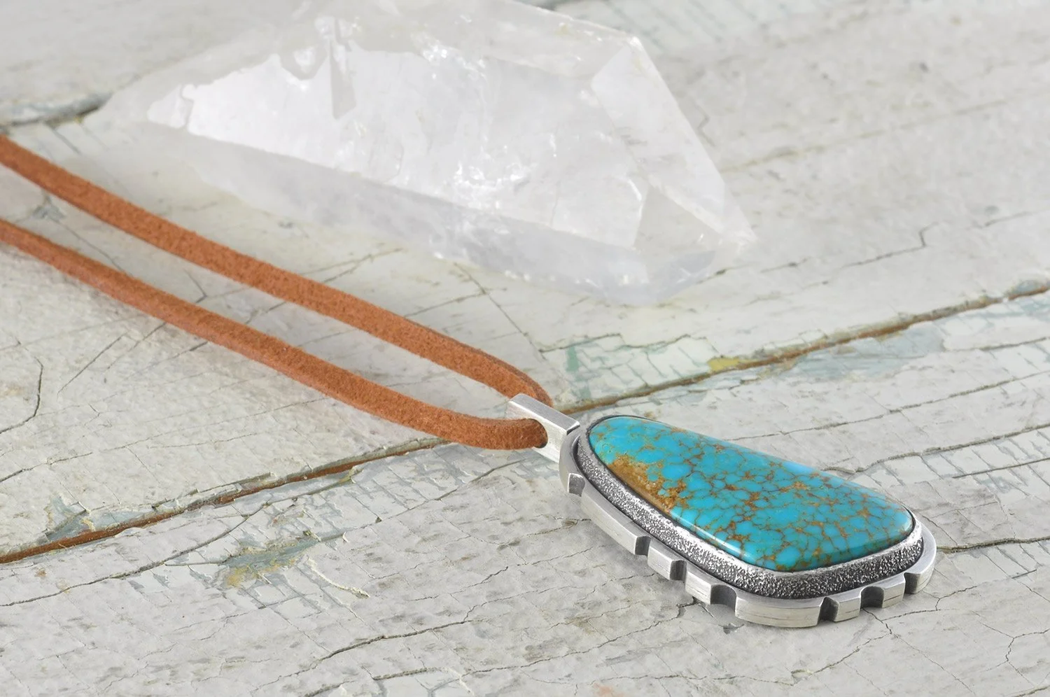 Number 8 Turquoise Sterling Silver Pendant