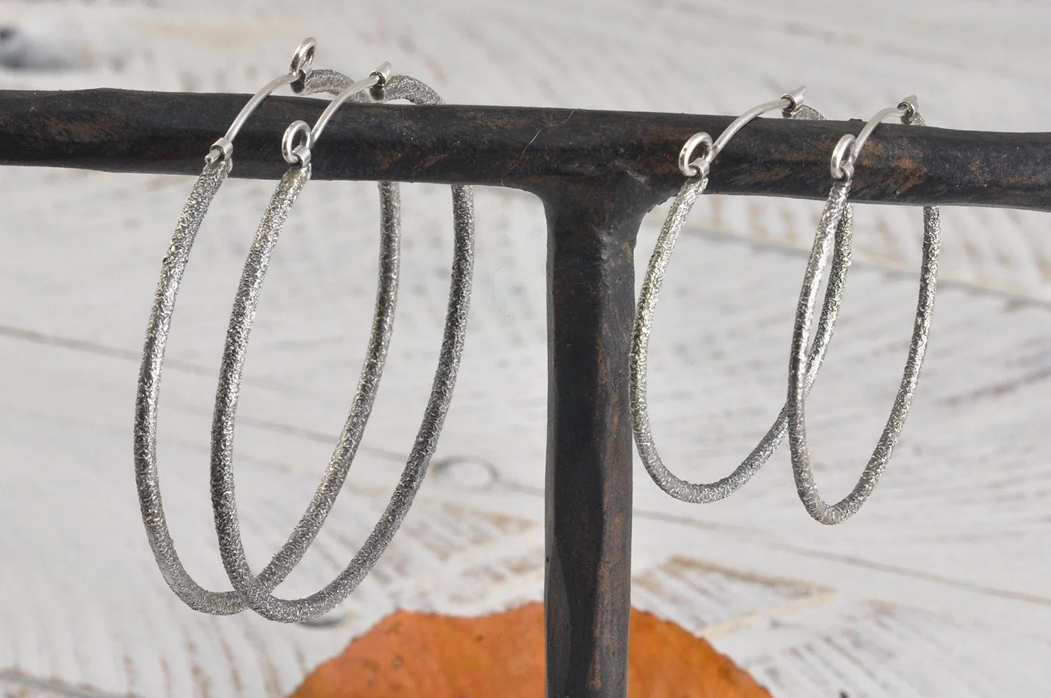 Textured Sterling Silver Hoop Earrings