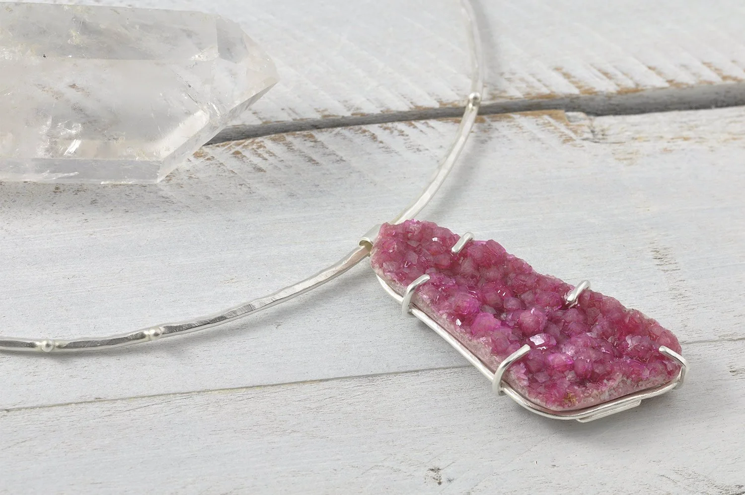 Handcrafted Cobalto Calcite Druzy Necklace