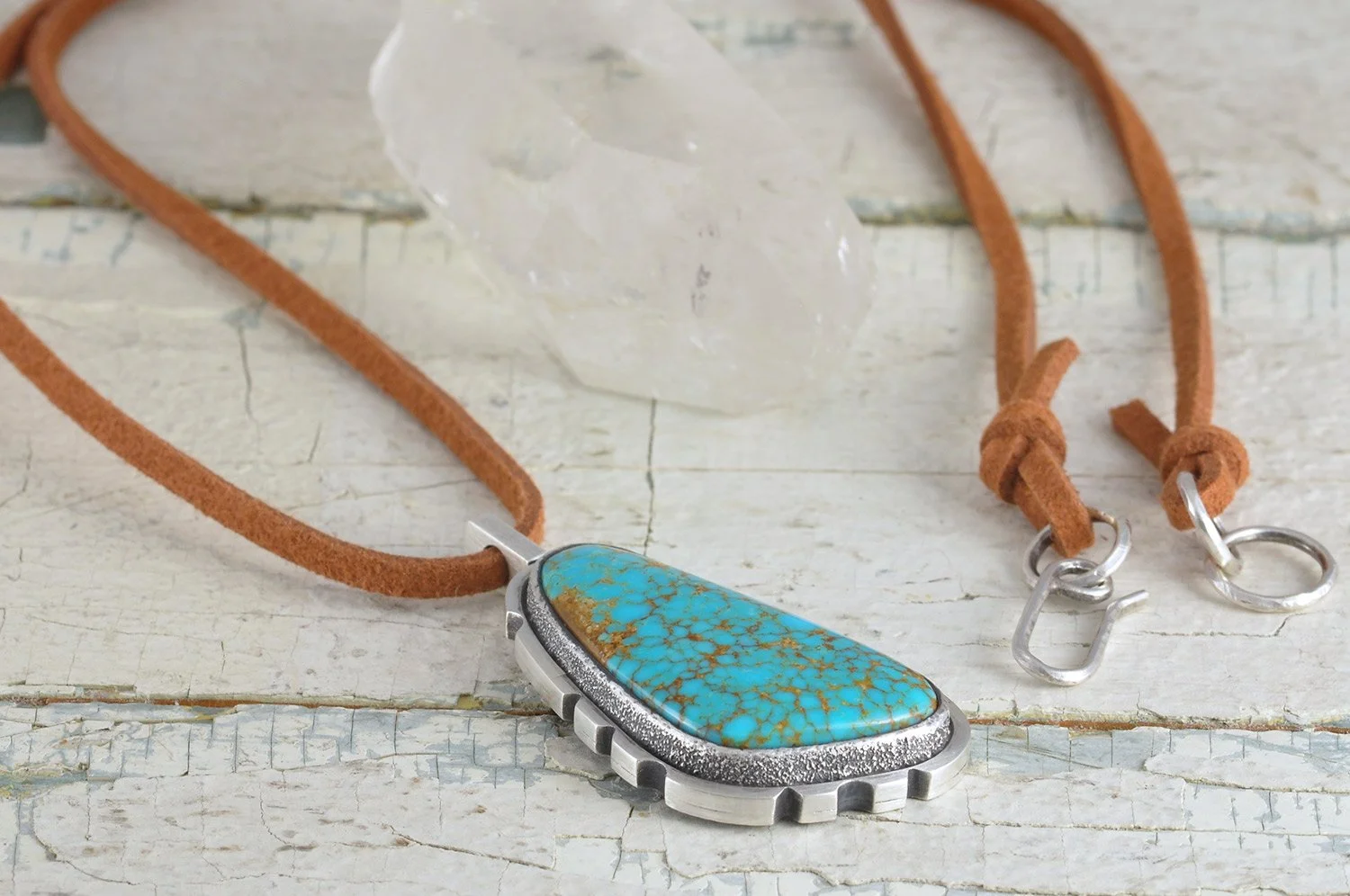 Number 8 Turquoise Sterling Silver Pendant