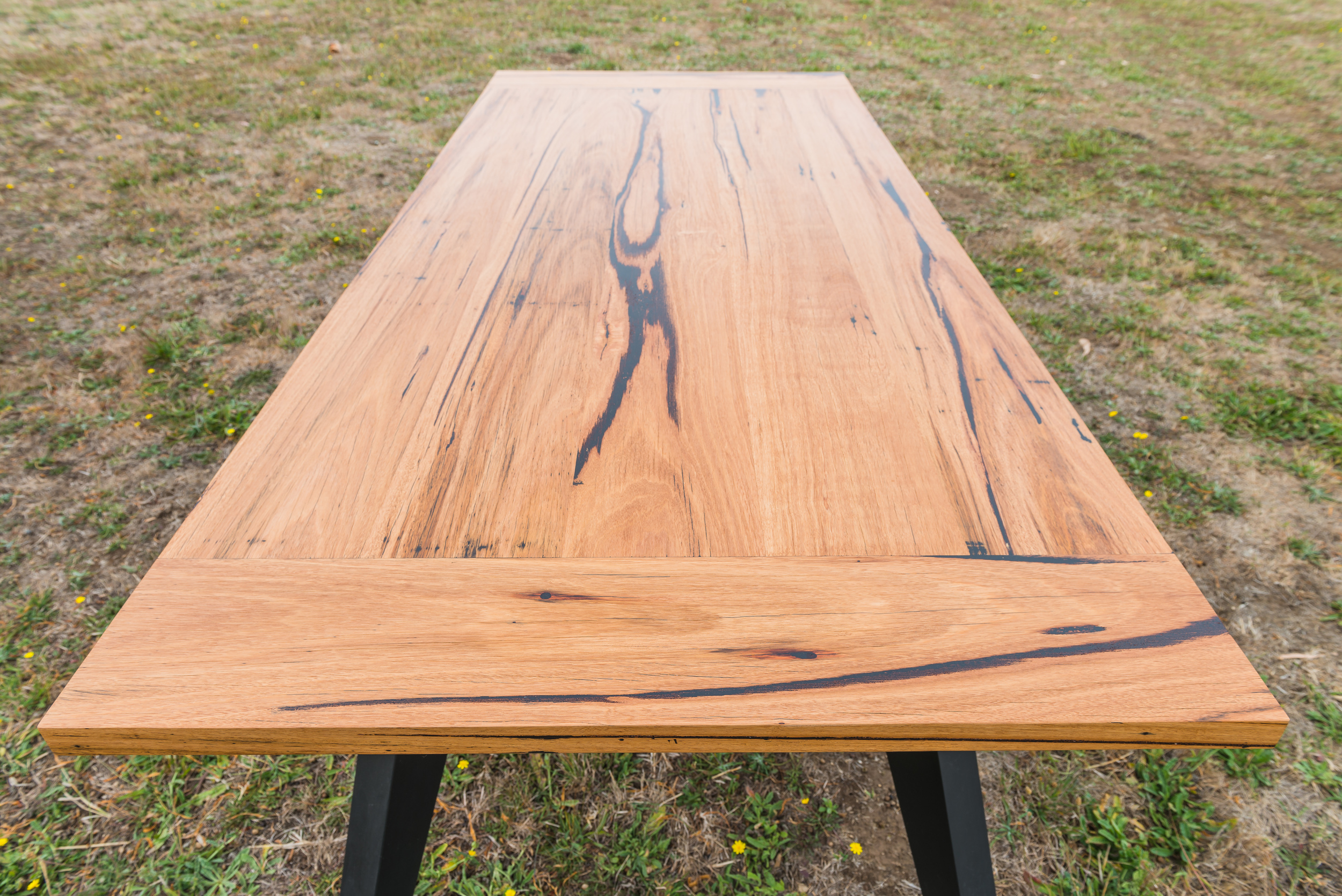 messmate timber black leg dining table