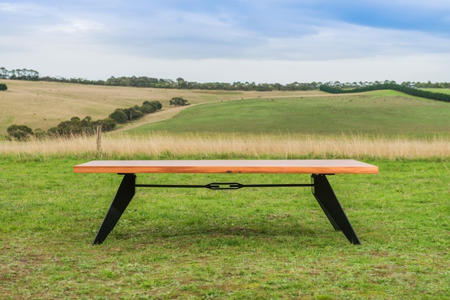 Southside reclaimed timber dining table with black metal legs