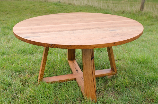Modern Circular Solid Timber Dining Table, Round Timber Dining Table 6 Seater