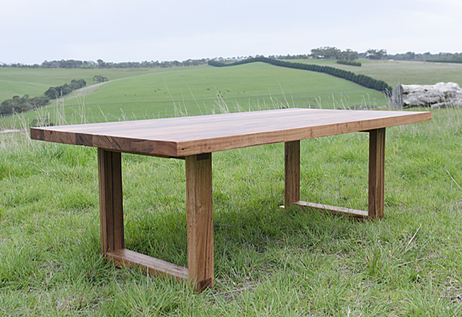 Chunky Recycled Timber Dining Table, Chunky Wooden Trestle Table Legs