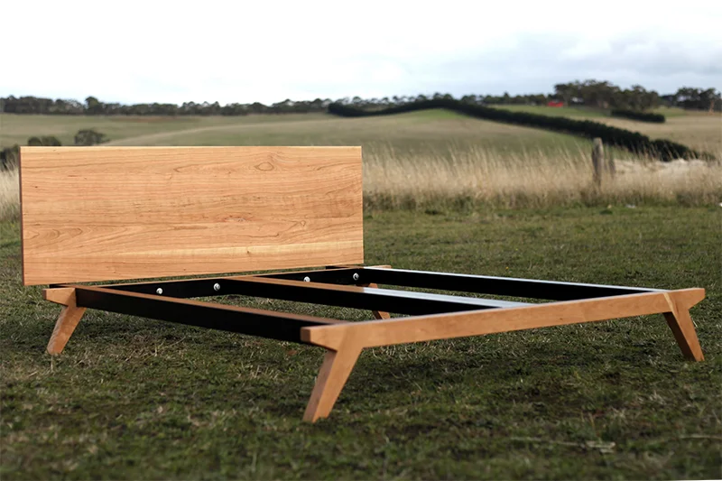 Contemporary Timber Bed with Tapered Legs