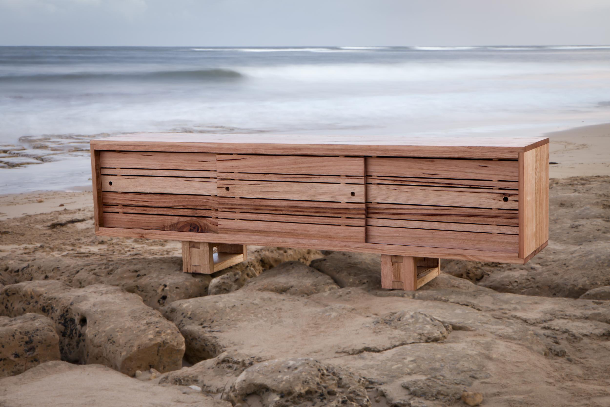 Custom made recycled timber TV cabinet