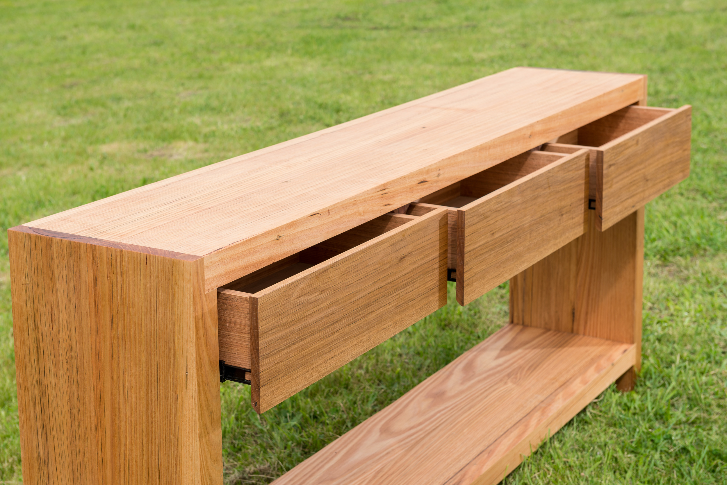 console with drawers and shelf